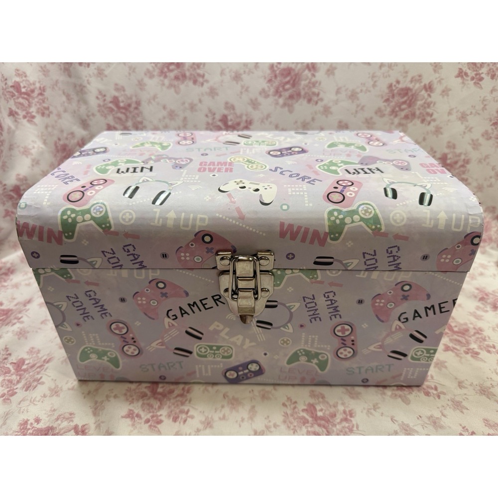 Novogratz Home Gamer Storage Box Pink Purple Video Game Design 6x12"